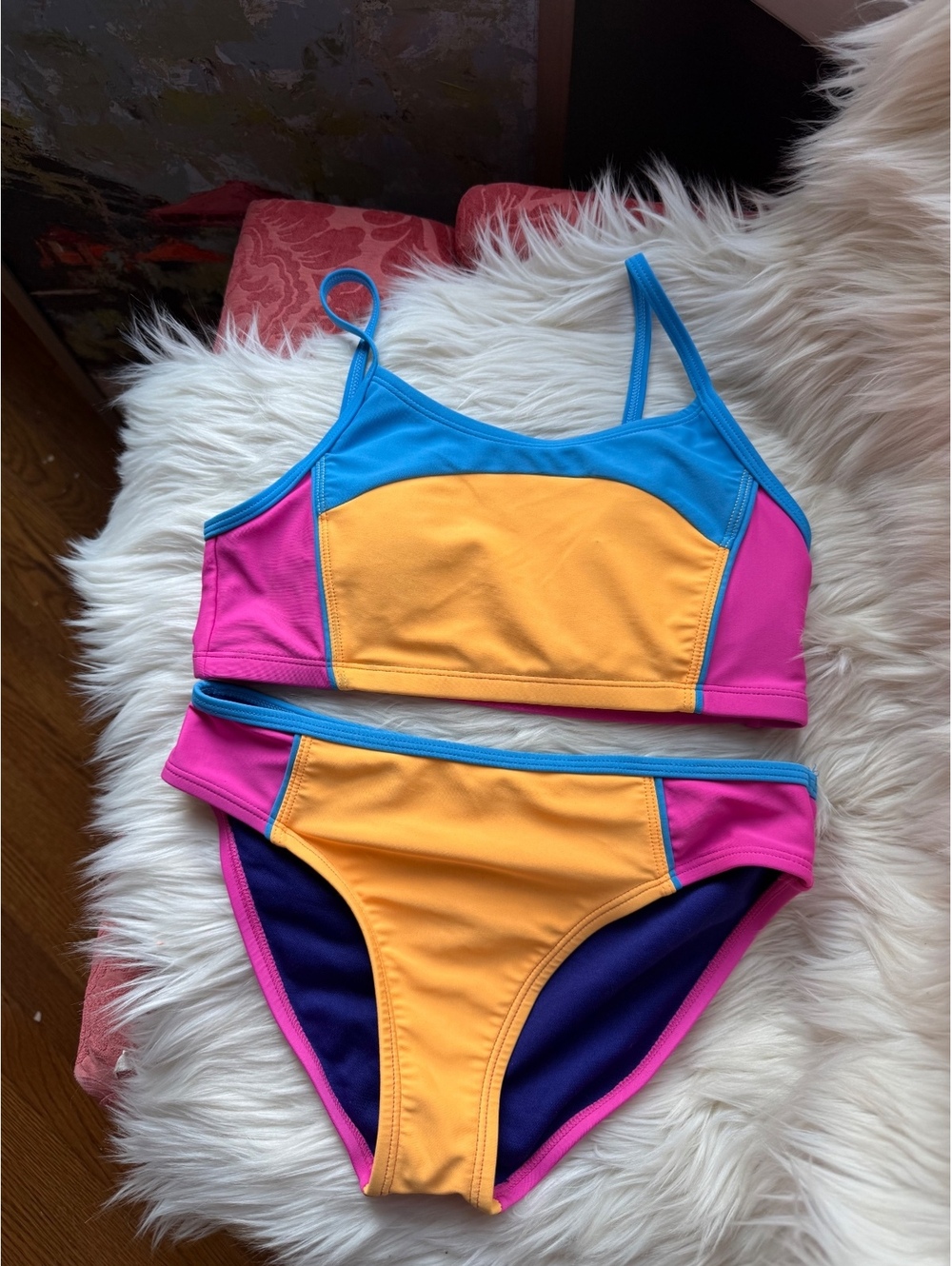 Under Armour Girls' Colorblock Two-Piece Swimsuit Size 12
